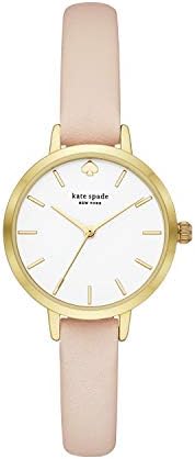 Kate Spade New York Women's Metro Quartz Metal and Leather Three-Hand Watch, Color: Gold, Blush Pink (Model: KSW9003)