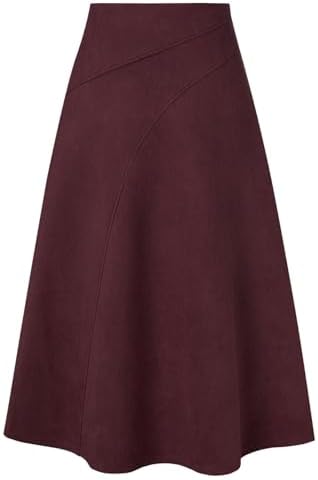 2026 Women's Suede Skirts, High Waist A-Line Skirt, Fall Winter...