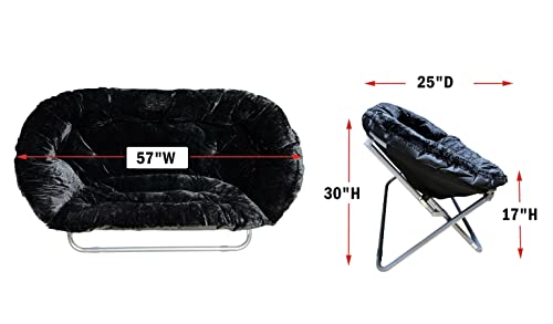 Urban Shop Faux Fur Double Saucer Chair, Black #TOP2