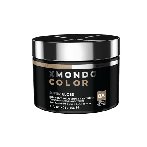 XMONDO Color Ash Blonde Color Depositing Mask & Semi-Permanent Hair Dye Super Gloss Infused with Bond Boosters for Nourishment, Revitalize & Repair, Vegan Formula, 8 Fl Oz