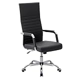 VICTONE Ribbed Office Chair High Back PU Leather Executive Conference Chair Adjustable Swivel Chair