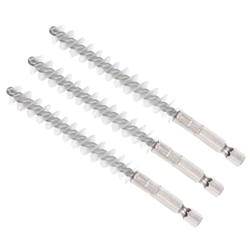 Image of Bore Brush, 10mm Dia 72mm Length, Nylon Twisted Cleaning Wire Brushes with 1 /4 inch Hex Shank - (Applications: for Power Drill), 3-Pieces