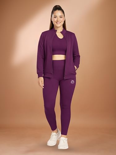 Image of Women 3 Piece Gym Workout Set | Sports Bra, Zip-Up Jacket & High Waist Leggings | Stretchable Yoga Activewear Co-Ord Set for Women | Fitness Gym Tracksuit