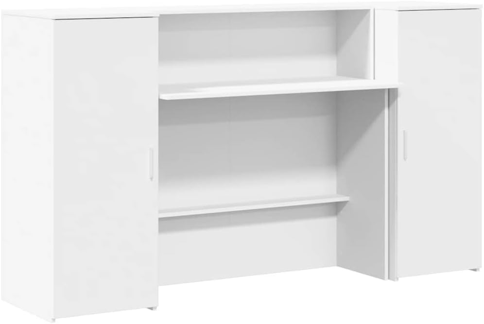 Hothingwell Blat Reception Bois Ingenierie White 180x50x103,5 cm | Duża przestrzeń do przechowywania, zintegrowana szafa, dyskretne interakcje, łatwa instalacja, profesjonalne zastosowanie
