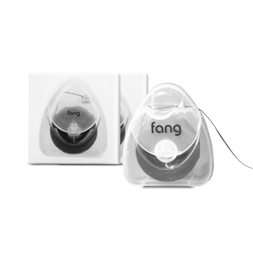 Image of Fang Activated Charcoal Mint Floss | Effective Plaque Removal | Black Textured Woven Thread, Not plastic | Designed with American Dentists | Non toxic, vegan and child friendly (150-ft) (Mint, Pack of 4)
