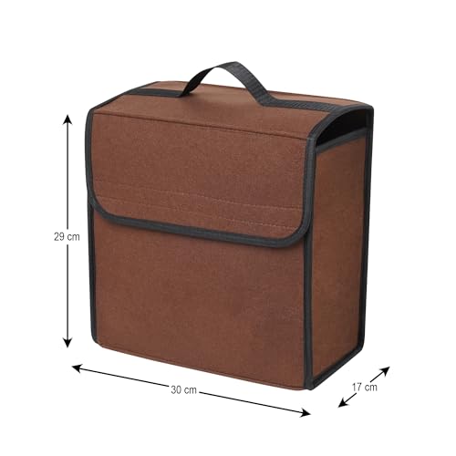 Image of JVCV Car Trunk Boot Organizer, Car Storage and Organizer Anti Slip Car Accessories Organizer for Car, Suv, Sedan, Truck, Minivan Anti Slip Bottom (Small - Brown)
