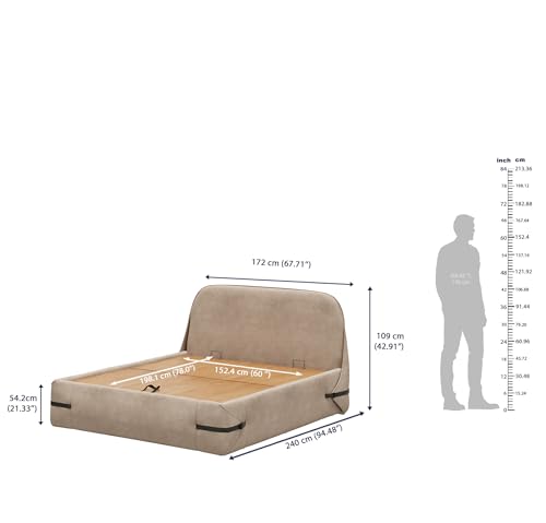 Image of Wakefit Hibernis Queen Size Hydraulic Storage Upholstered Bed