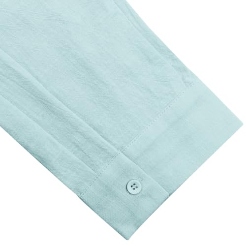 Image of JEKAOYI Mens Button Down Cotton Linen Shirts Casual Long Sleeve Beach Tops