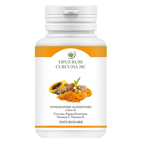OPUS RURI Curcuma MC - 90 Capsule da 450 mg - Per Difese dell'Organismo, Funzione Digestiva e Effetto Antiossidante con Vitamine C ed E - Made in Italy