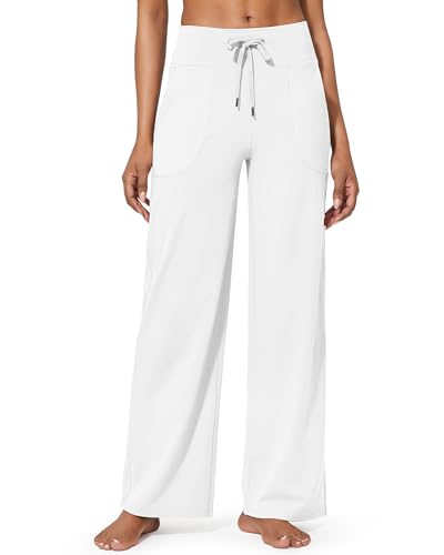 G4Free Hohe Taille Yogahose Sporthose für Damen mit Taschen Weites Bein Jogginghose mit Drawstring Weich Bequeme Anzughose Fitness für Arbeiten Trainieren