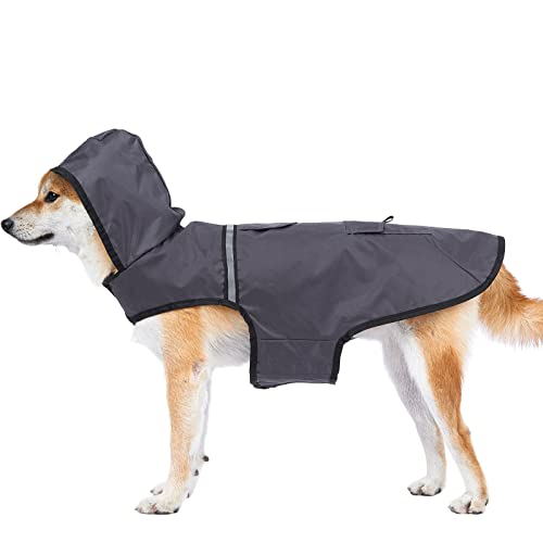 Uvtqssp Dog Raincoat Reflective Dog Jacket With Hood, Waterproof Slicker With Leash Hole, Lightweight Breathable Poncho For Medium And Large Dogs Gray Xl #TOP26