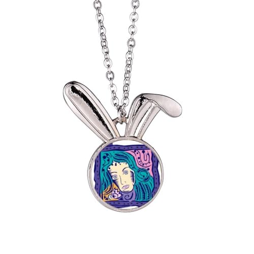 Collier constellation Vierge orné d'une gravure lapin de style mexicain