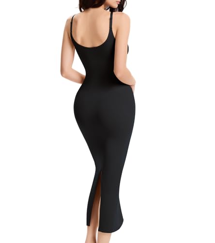 Image of Shapewear Slips For Under Dress Deep V Neck Tummy Control Long Full Slip Dresses for Women Body Shaper