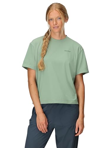 MARMOT Women's AirExchange UPF 50 Breathable Moisture Wicking Short Sleeve Crew, Agate Green, X-Small