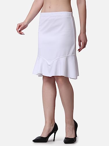Image of POPWINGS Casual Twill Frill Knee Length Pencil Skirt for Women || Stylish Summer Skirt for Women || Knee-Length Skirt for Women || Semi-Formal Women Skirt