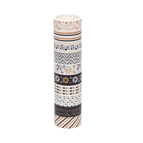 Image of Multi Design 10 Rolls Washi Tape Set - 15mm Wide, Colorful Multi Style Design, Decorative Tapes for Arts, DIY Crafts, Bullet Journals, (Set of 10, Multicolor) Random Design (1)
