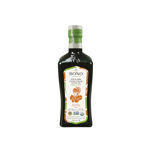 Bono Sicilian Extra Virgin Olive Oil | Organic | Sicilia PGI | 100% Italian Extra Virgin Olive Oil, 16.9 oz