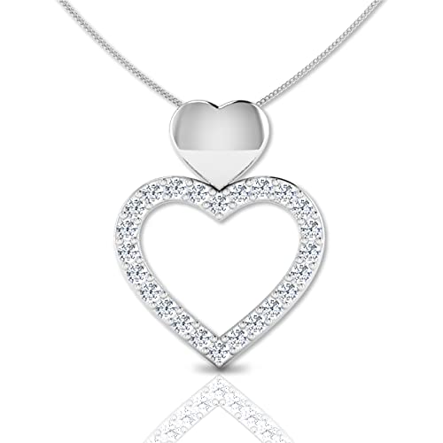 Image of LORDS JEWELS Diamond Heart Necklace for Women – 0.07ct Natural Diamond Pendant in 9kt White Gold 46cm Chain – Fine Jewelry Gift for Her