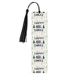 Lot de 5 marque-pages en bois imprimé Happy Camper pour homme et femme, marque-page tendance cadeau pour les amateurs de livres