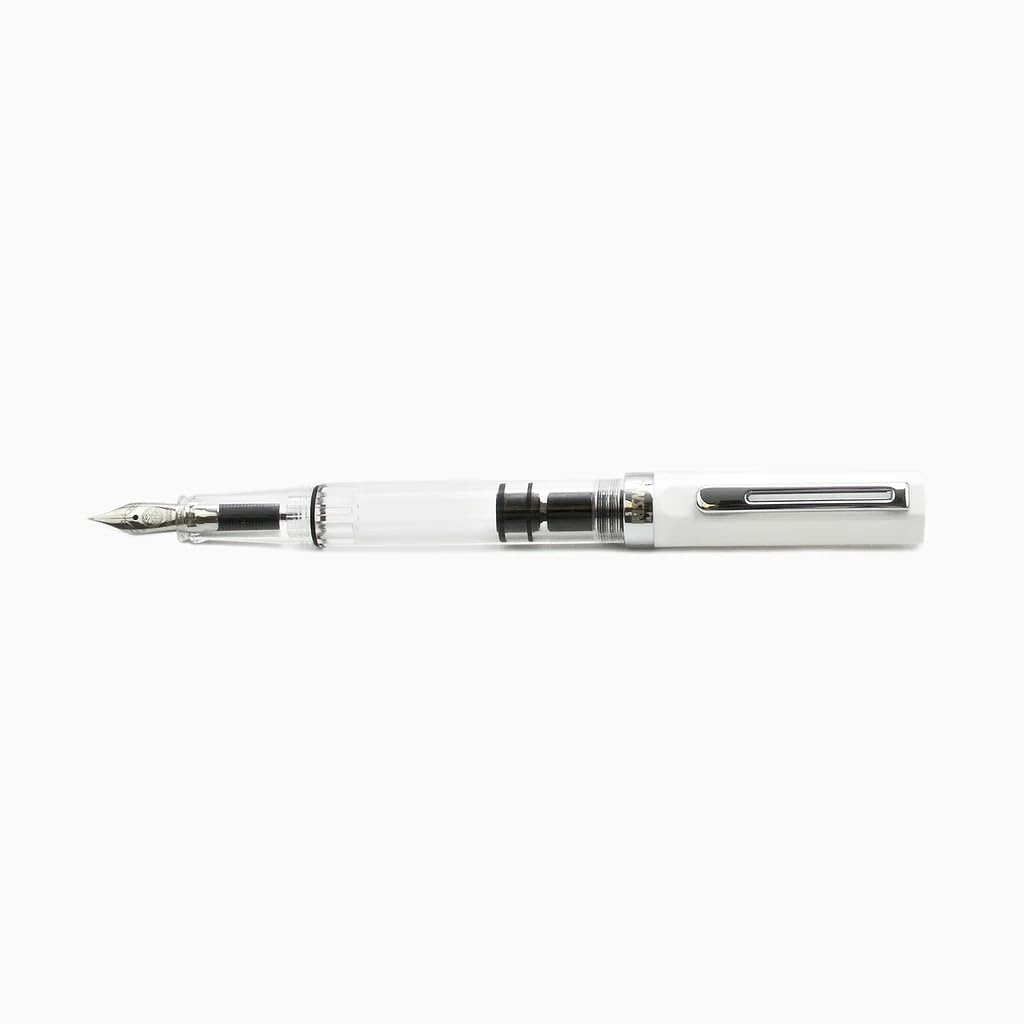 TWSBI Penna stilografica Eco White, Caricamento a stantuffo, Pennino in acciaio M, Resina, Lunghezza 13,9 cm