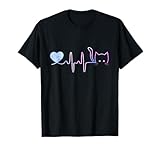 Heartbeat Cat Lover Shirt for Women Animal Cute Cat T-Shirt