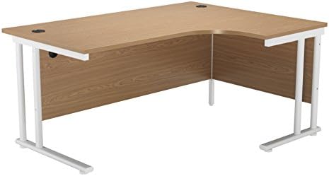 Office Hippo Professional Left Corner Office Desk, Wood, White, White Frame, 160 x 120 x 73 cm