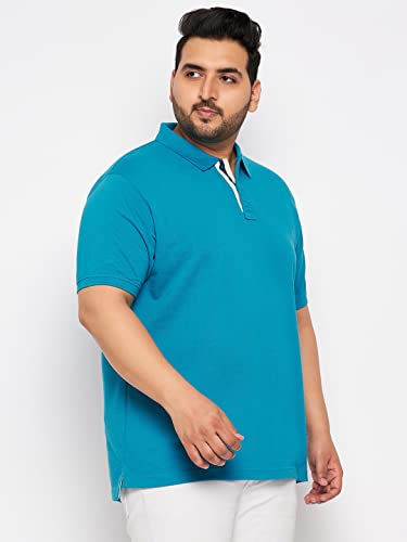 Image of Club York Men Cotton Blend Half Sleeve Polo Neck Solid Plus Size T-Shirt