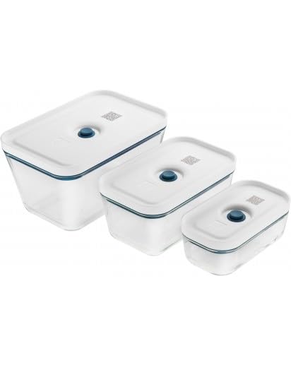 ZWILLING Fresh & Save zestaw szklanych puszek próżniowych, 3-częściowy, szkło borokrzemowe, La Mer, 0,35 l/0,9 l/2,0 l