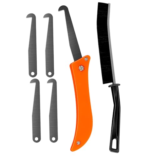 6 PCS Pro Grout Removal Tool Kit With Rake, Tile Remover, Scraper, Brush, Hand Saw and Angled Rake for Tile Cleaning