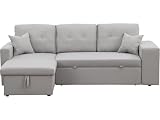 Habitat et Jardin Sofá Cama esquinero/Reversible Axel - 3 plazas - Gris Claro