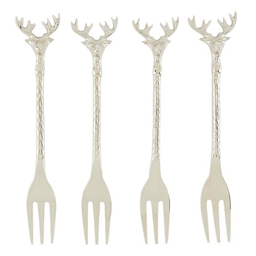 Santa Barbara Design Studio Stag Stainless Steel & Brass Serving Utensils Charcuterie Essentials, Set of 4, Silver Forks