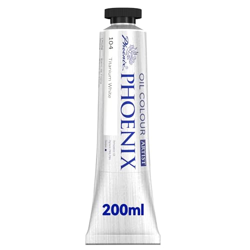 PHOENIX Titanium White Oil Paint - 200ml / 6.75 Fl oz. Single Large Tube - Artist Quality Oil Based Paint for Professionals