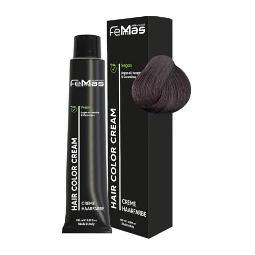 FemMas Haarfarbe Dunkelbraun 3 I Creme Haarfarbe mit Arganöl, Keratin & Ceramiden I Als dauerhafte Haarfärbung oder Tönung für strahlende, haltbare Farbergebnisse I 100 ml