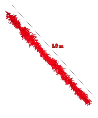 Runesol Boa plume rouge, 50 grammes de plumes de dinde, 1,8 mètres, Boas rouge pour soirée, fêtes, déguisement halloween, accessoires festival, fierté, marches LGBT – vue 2