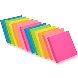 ZCZN 6 Bright Colour Sticky Notes, 76 x 76 mm, 100 Sheets/Pad, Sticky Issue is Improved, 12 Pads