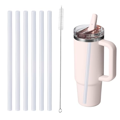 Replacement Straw Compatible with Stanley 30oz Quencher ProTour Flip Straw Tumbler 6 Pack Reusable Drinking Straw with Cleaning Brush Straws for Stanley Cup Accessories Plastic
