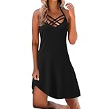 Robes d'été 2026 pour femmes, printemps et été 2025, couleur unie, tendance, décontractée, robe de plage, Noir , XL