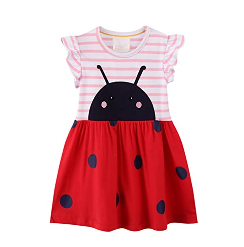 Image of HILEELANG Toddler Girl Cotton Casual Dress Summer Short Sleeve Basic Tunic Playwear Shirt Dresses