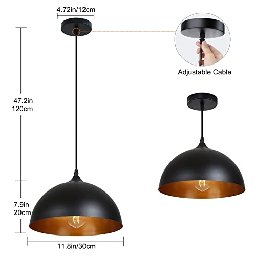 NAANN Pendant Light 2 Pack, Black Industrial Farmhouse Hanging Lamp Vintage Rustic Metal Dome Pendant Lighting Fixtures for Kitchen Island Dining Room by NAANN - Image 4