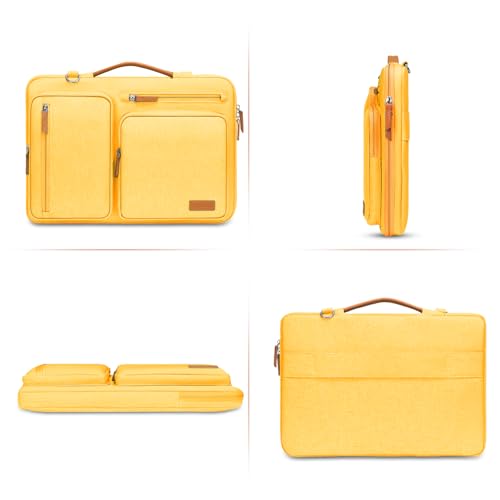 MOSISO 360 Protective Laptop Shoulder Bag,13 inch Computer Bags Compatible with MacBook Neo 13 inch 2026/Air M5 M4 M3 M2 M1/Pro 13 2026-2016,Side Open Messenger Bag with 4 Zipper Pockets, Yellow
