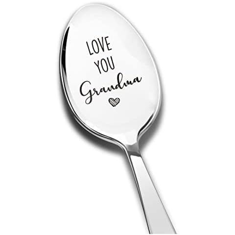 Love You Grandma Spoon Engraved Stainless Steel Funny, Nana Gifts from Grandkids, Coffee Lovers Teaspoon Gifts for Grandma Birthday Mother's Day Christmas Cover