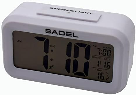 SADEL Digital Alarm Clocks Bedside Battery Powered for Bedroom Office with Snooze Activated, Temperature, Easy Read Large LED Backlight LCD Display, aaa Battery Operated, portable Clock
