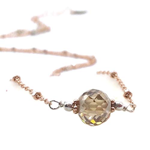 AAA+ Exceptional Champagne Diamond Solitaire Necklace - 2.10 Carats - 14K RGF 925 - Fine Diamond Jewelry - 18 Inch
