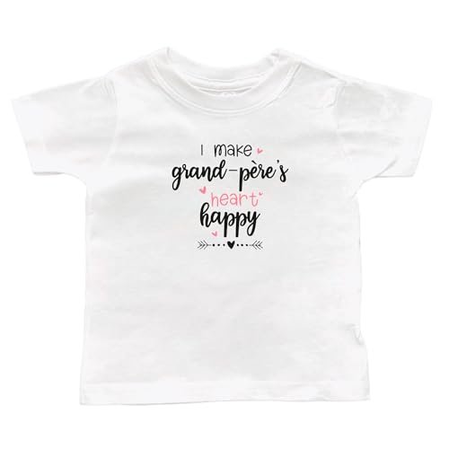 I Make Grand-père's Heart Happy Black or White Infant or Toddler T-Shirt, Grandson or Granddaughter Present, Kid Shirt, Valentine's (Grand-père Heart Happy Shirt)