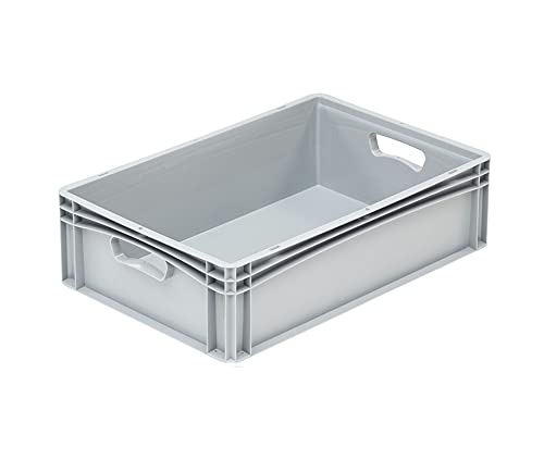DIE BOX FABRIK Eurobehälter 600x400x170mm | geschlossene Box | Aufbewahrungsbox | Kunststoff Kisten | Lagerbehälter mit Griffen | robuste Stapelbox | Eurokiste | Mehrwegbehälter Cover