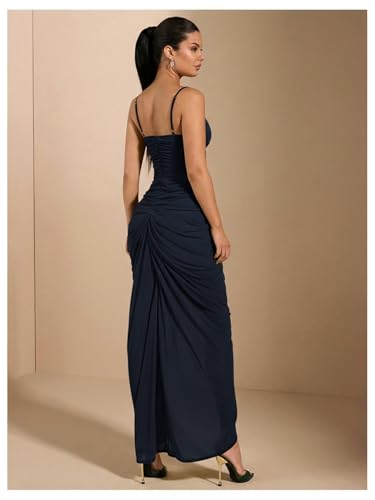 Image of Floerns Women's Ruffle Ruched Cami Dress Draped Split Elegant Bodycon Maxi Dresses