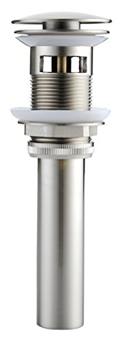 Aquafaucet Bathroom Sink Drain Stopper Brushed Nickel Pop Up Drain With Overflow Brass Bathroom Vessel Sink Bath Tub Lavatory Vanity Matching Standard Sink Hole