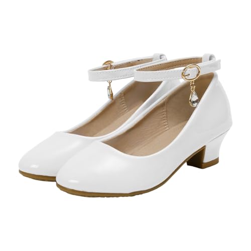 IWIHMIV Toddler Dress Up Shoes Non Slip Low Heels Leather Princess Mary Jane Shoes for Girls Wedding Party School2