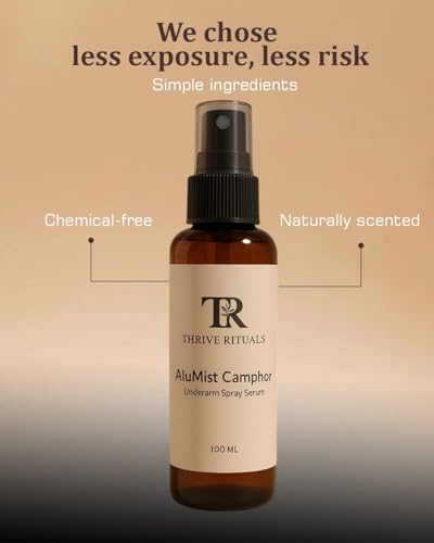 Image of Thrive Rituals AluMist Camphor Underarm Spray | Natural Alum Deodorant Spray | Long-Lasting Odor Protection | Helps Reduce Sweat & Underarm Darkening | Alcohol-Free Daily Use Deodorant | for men, women and Teen, 100 ML