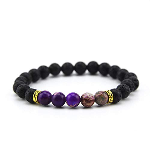 Bracelet en pierre empereur violette de qualité supérieure et roche volcanique